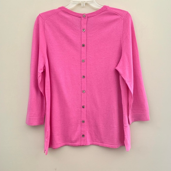 Ann Taylor crewneck pink button back light sweater. Size L - Picture 9 of 13